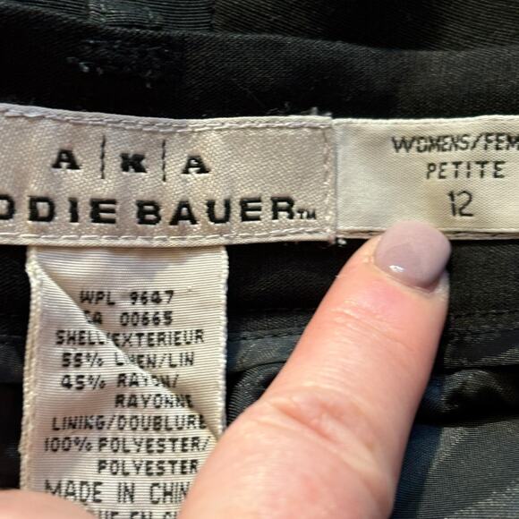 Eddie Bauer Women's Black Linen Blend Slim Trousers - Size 12P - Picture 4 of 5
